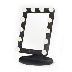 Perfect Beauty Touch Light Mirror with Base, Electric, 12 External Lights Light Stage Black