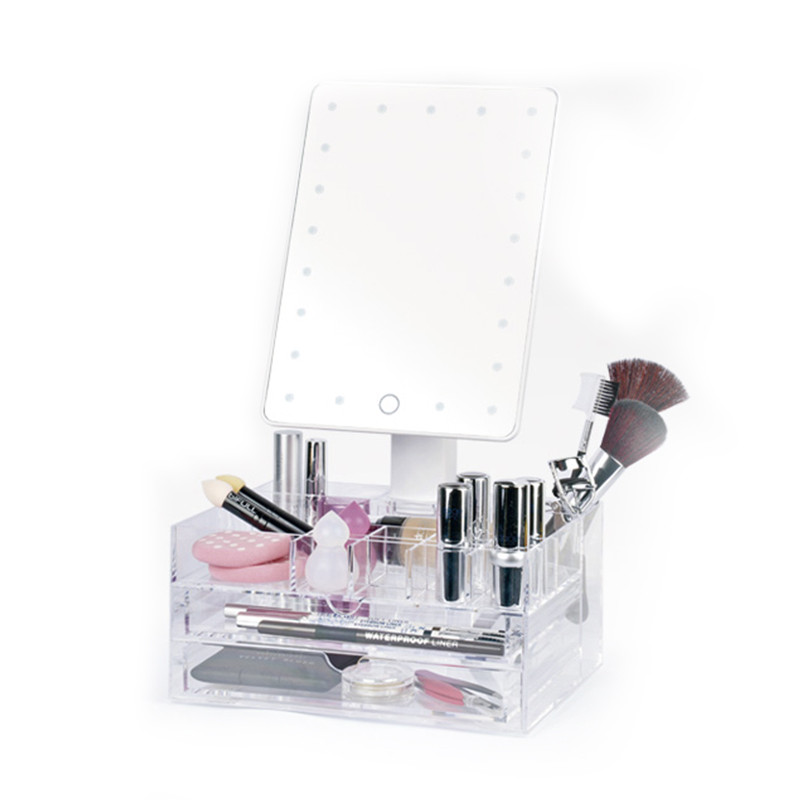 Perfect Beauty Touch Light Battery Mirror with Absolute Class Organizer Perfect Beauty Touch Light Battery Mirror with Absolute Class Organizer
