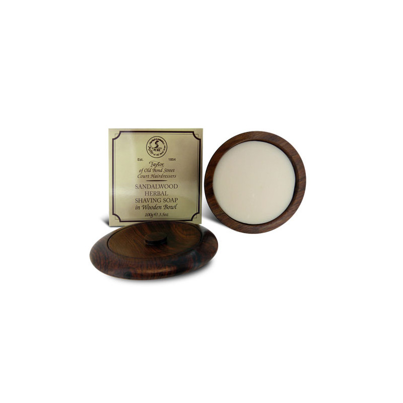 Taylor of Old Bond Street Sandalwood Shaving Soap in Wooden Bowl (100g)