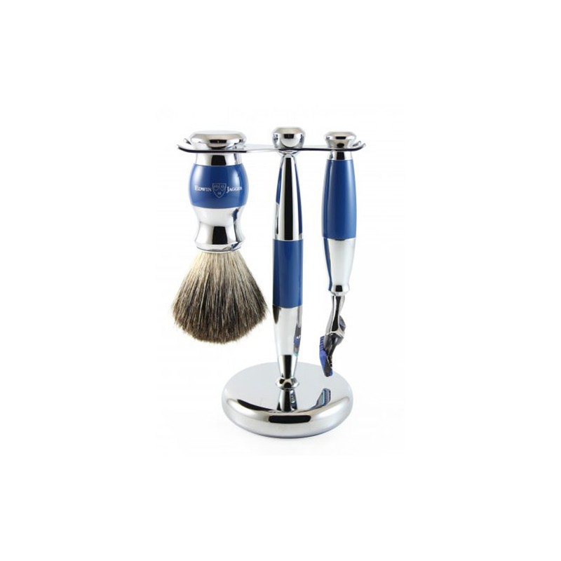 Edwin Jagger Set 3 pieces Fusion Proglide Razor & Shaving Brush Horn and Stand