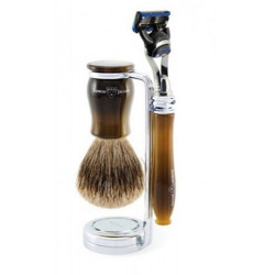 Edwin Jagger Shaving Set Fusion® Razor, Brush & Holder Horn