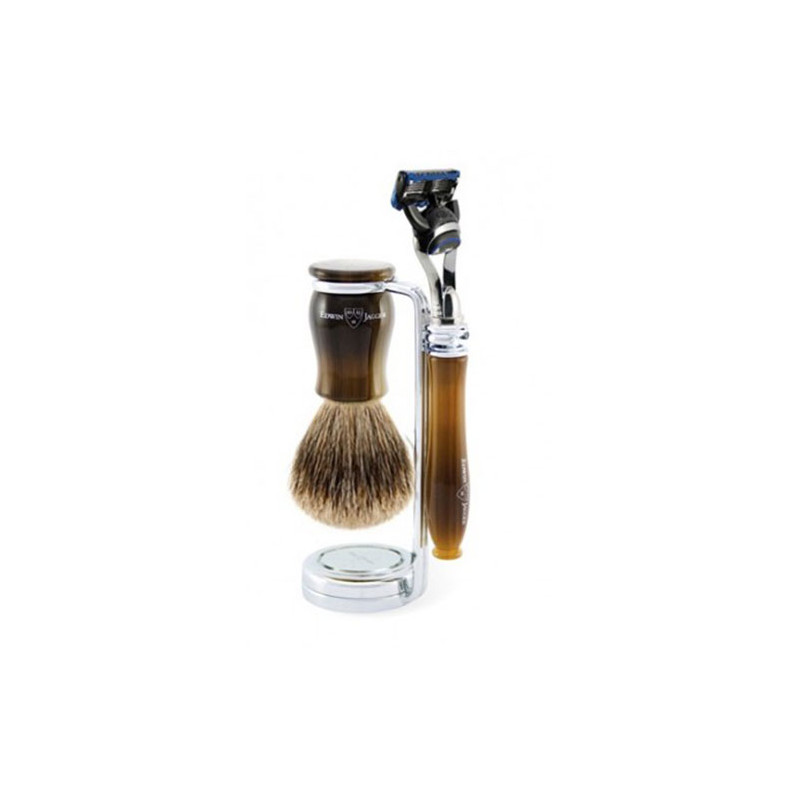 Edwin Jagger Shaving Set Fusion® Razor, Brush & Holder Horn Edwin Jagger Shaving Set Fusion® Razor, Brush & Holder Horn