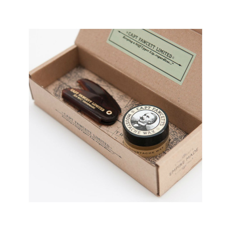 Captain Fawcett's Moustache Wax Strengh Sandalwood & Folding Comb Captain Fawcett's Moustache Wax Strengh Sandalwood & Folding Comb