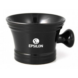 Epsilon Black Ceramic Shaving Bowl with Holder